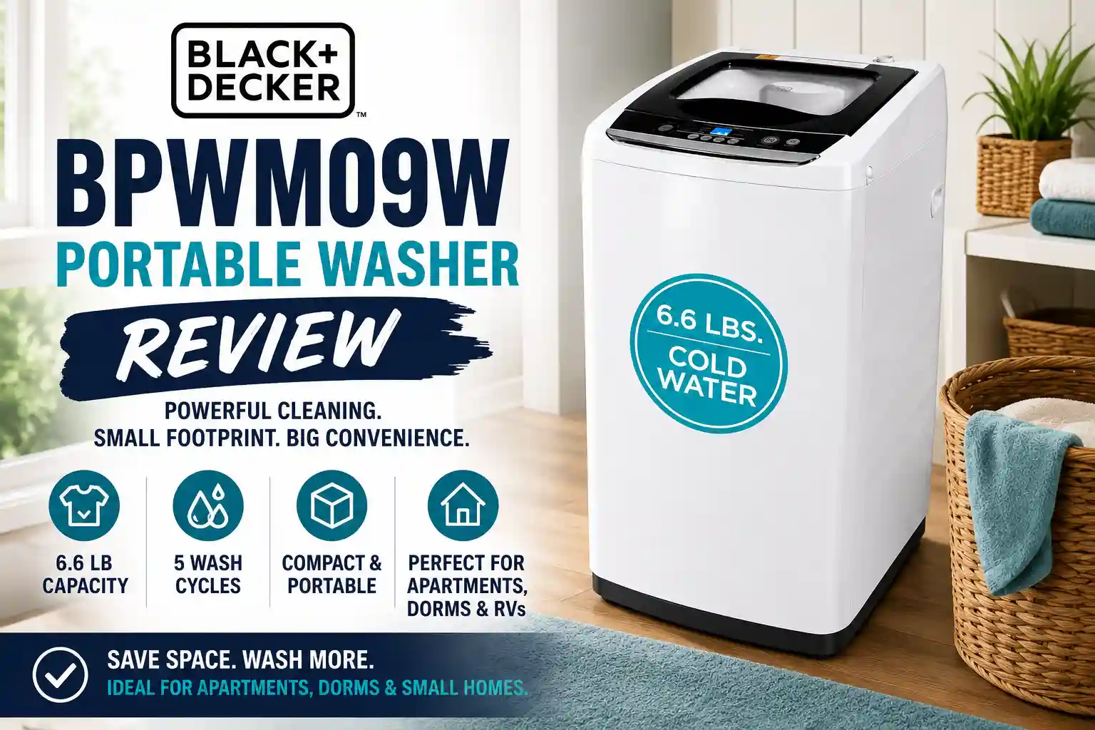 BLACK+DECKER BPWM09W Portable Washer Review – Compact 6.6 lb Washing Machine for Apartments and Small Homes